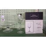 SHELF OF WINE GLASSES, FRUIT BOWLS ETC