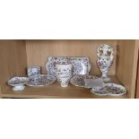 SHELF OF FLORAL KENT WARE, CHINESE ROSE PATTERN