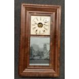 ANTIQUE MAHOGANY 8 DAY WALL CLOCK BY BREWSTER & INGRAHAM OF BRISTOL WITH VIEW IN LIVERPOOL