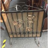 HEAVY CAST IRON FIRE SCREEN WITH GRAPEVINE DESIGN