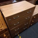 WOOD EFFECT MELAMINE CHEST OF 5 DRAWERS- 3 LONG & 2 SHORT, 2ft 4'' WIDE