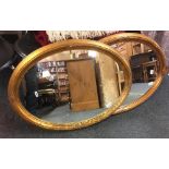 PAIR OF MODERN OVAL GILT FRAMED MIRRORS, 2ft 6'' X 2ft OVERALL