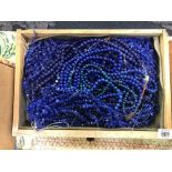 LARGE TRAY OF NUMEROUS LAPIS LAZULI BEADS AND NECKLACES