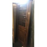 LARGE OAK GLAZED CORNER CUPBOARD