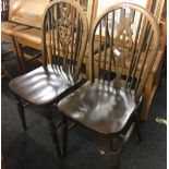 PAIR OF OAK WHEEL BACK DINING CHAIRS