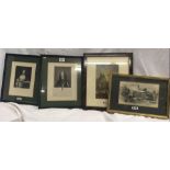 A GROUP OF 4 ANTIQUE PRINTS AND ENGRAVINGS, INCLUDING A PORTRAIT OF SIR THOMAS HERBERT, 1605-1681