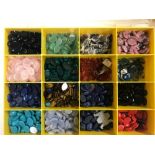 BOX OF VARIOUS SEMI PRECIOUS OVAL CABOUCHON GEMSTONES