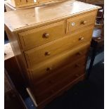 PINE CHEST OF 6 DRAWERS, 4 LONG, 2 SHORT, 3ft WIDE