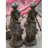 2 WEATHERED STONE STATUES, APPROX 27'' TALL