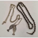 A ROPE TWIST NECK CHAIN & A CURB LONG CHAIN