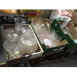 3 CARTONS OF MIXED GLASSWARE, GLASSES, BOWLS, CUPS, WATER JUGS
