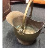 HEAVY BRASS HELMET SHAPED COAL SCUTTLE