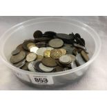 TUB OF MISC FOREIGN COINS