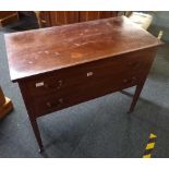 INLAID POLISHED MAHOGANY EDWARDIAN DRESSING TABLE, 2 DRAWERS, NO BACK