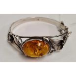 STYLISH AMBER & SILVER BANGLE WITH LEAF DESIGN