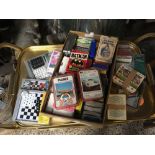 SMALL CARTON OF MISC PLAYING CARDS & SMALL GAMES