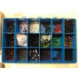 BOX OF VARIOUS SEMI PRECIOUS GEMSTONE BEADS