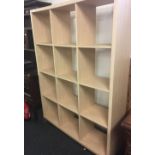 LARGE MODERN SET OF OPEN BACK SHELVING, 4fT 4'' WIDE X 6ft TALL APPROX