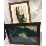 LARGE F/G PHOTO THE EARTH FROM ABOVE & ABSTRACT PICTURE OF LADY HOLDING FISH