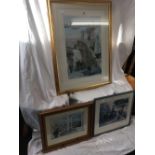 LARGE FRAMED PRINT BY WALTER LANGLEY OF BETWEEN THE TIDES, PLUS 2 OTHER PRINTS