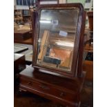MAHOGANY TABLE TOP SWING MIRROR WITH DRAWER