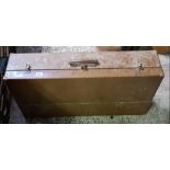 BROWN PAINTED WOODEN CARPENTERS TOOL BOX