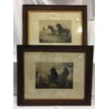 2 OAK F/G PRINTS OF HIGHLAND PONIES AMONG THE HEATHER