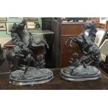 PAIR OF NOVELTY HORSES ON PLINTHS 18'' HIGH - 1 HORSE A/F