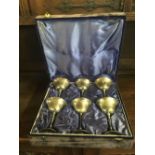 6 PLATED CHAMPAGNE GOBLETS IN PLUSH BOX