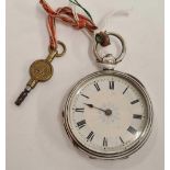 LADIES SILVER FOB WATCH & KEY