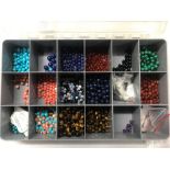 BOX OF VARIOUS SEMI PRECIOUS GEMSTONE BEADS