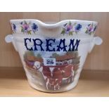 DECORATIVE POTTERY BUCKET WITH COWS, NO HANDLE