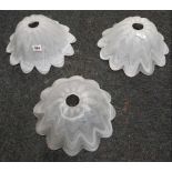 3 SCALLOPED EDGE GLASS LAMP SHADES