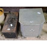 METAL SILVER PAINTED COAL BUCKET & 1 EMPTY METAL TOOL BOX