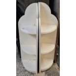 2 WHITE PAINTED WOODEN CORNER WALL SHELVES