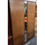 TEAK DOUBLE WARDROBE WITH MIRROR BY MEREDEW FURNITURE, 4ft WIDE