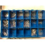 BOX OF STERLING SILVER BEADS, EARRING STUDS, SPACERS ETC