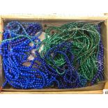 LARGE TRAY OF MARCASITE BEADS & DYED LAPIS LAZULI NECKLACES