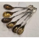 SET OF 6 STERLING SILVER ICE CREAM SPOONS BY TIFFANY & CO