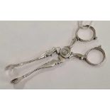 PAIR EARLY SILVER SCISSORS ACTION CLAW END SUGAR TONGS