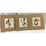 THREE CONTEMPORARY PICTURES OF NATIVE FIGURES BY AMERICAN INDIAN ARTISTS. ONE SIGNED HARRISON