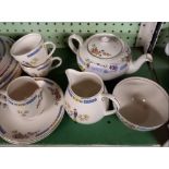 SHELF OF NELSON WARE PART TEA SERVICE INCL; TEA POTS, PLUS A MAILING FRUIT BOWL, ROSINE DESIGN