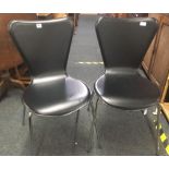 PAIR OF ARNE JACOBSEN DANISH STYLE LEATHER CHAIRS