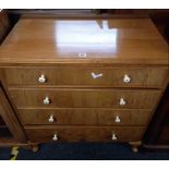 1950'S ROSEWOOD CHEST OF 4 DRAWERS WITH ORIGINAL HANDLES, 33'' WIDE