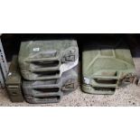 3 METAL ARMY JERRY CANS & AMMO BOX