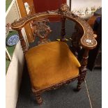 MAHOGANY CARVED CORNERED CHAIR