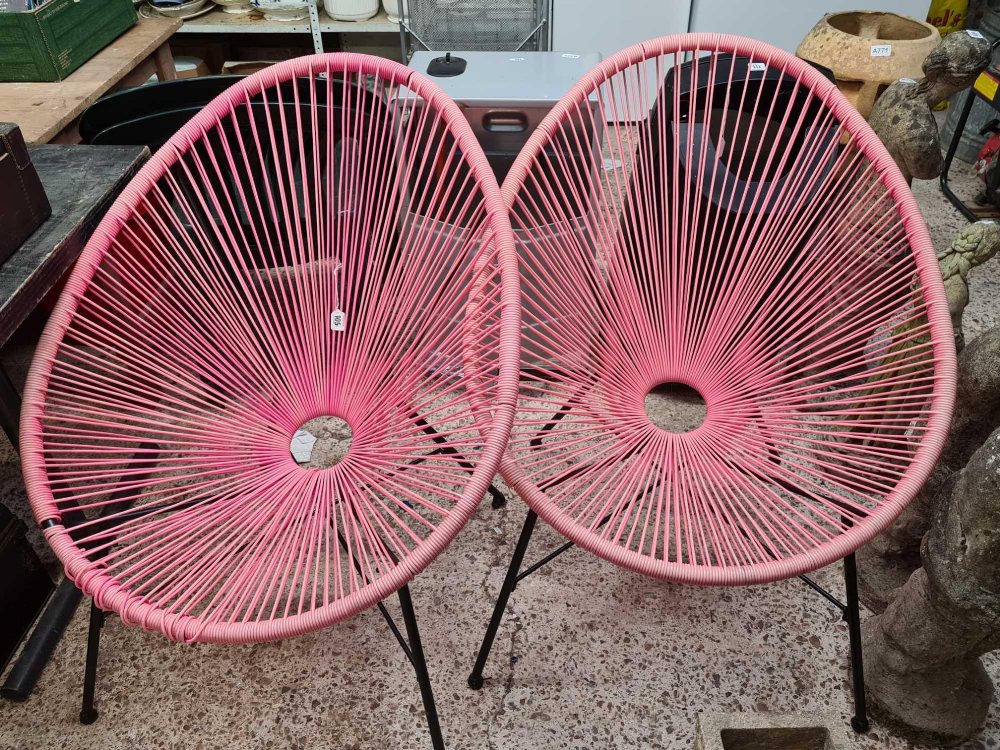 2 PINK RETRO STYLE CHAIRS