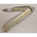 SILVER & M.O.P PENKNIFE, GOOD CONDITION, BY GEORGE WHITE