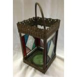 ANTIQUE STAINED GLASS LANTERN