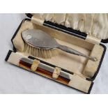 CASED SILVER BRUSH & COMB SET IN GOOD CONDITION